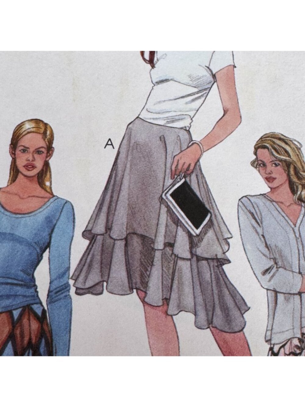 McCalls Sewing Pattern M4594 Y2K Flowy Skirt Ruffle Hem Boho Chic 4-10 Uncut - Picture 5 of 12